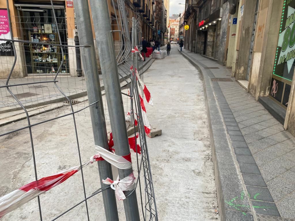 Calle Fray Luis de León, en Valladolid, en obras