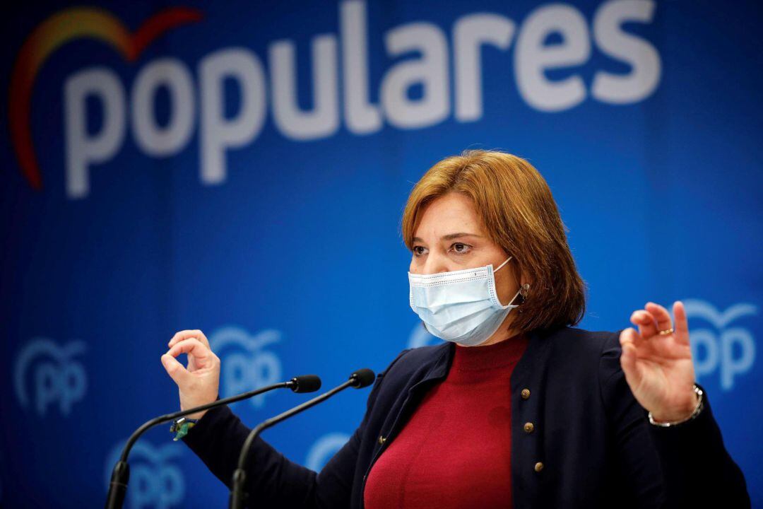 La presidenta del PPCV, Isabel Bonig, durante una rueda de prensa esta semana. 