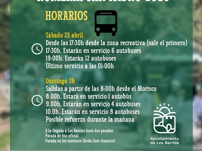 Horarios de autobuses en la romería