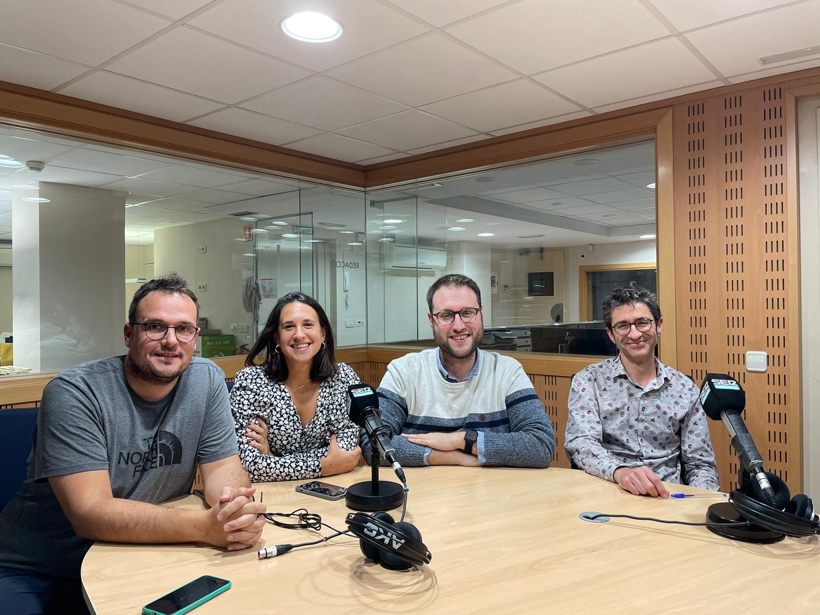 Jordi Altesa, Clara Pàmies, David Parreño i Raül Muxach als estudis de Ràdio Girona