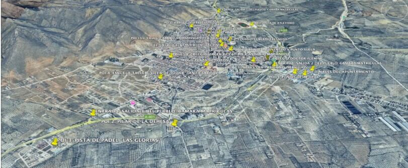 Vista general del municipio con ubicación de las 85 cámaras de videovigilancia