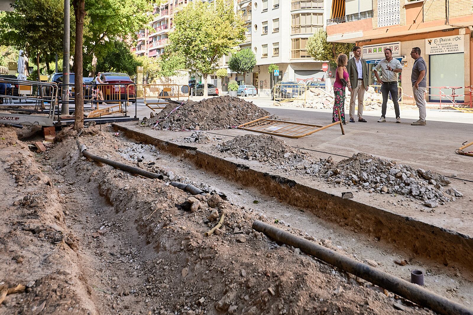 Obras en las calles Juan de Juanes de Gandia.