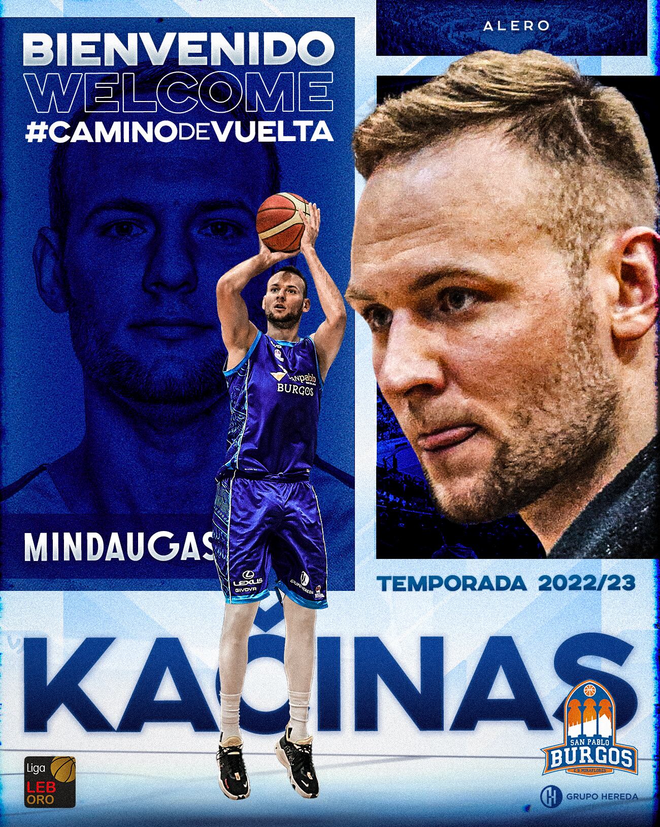 Anuncio del Hereda San Pablo Burgos de la contratación de Mindaugas Kacinas.