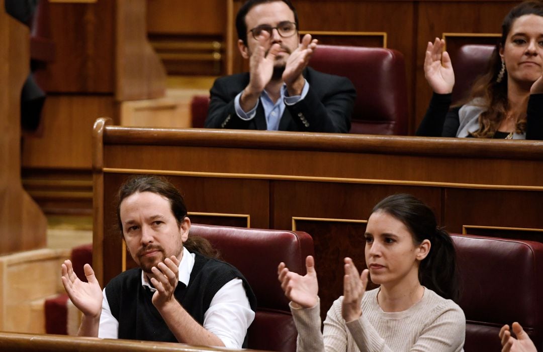 Diputados de Unidas Podemos en el Congreso.