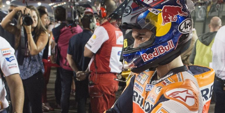 Pedrosa, instantes antes de empezar la carrera de Losail