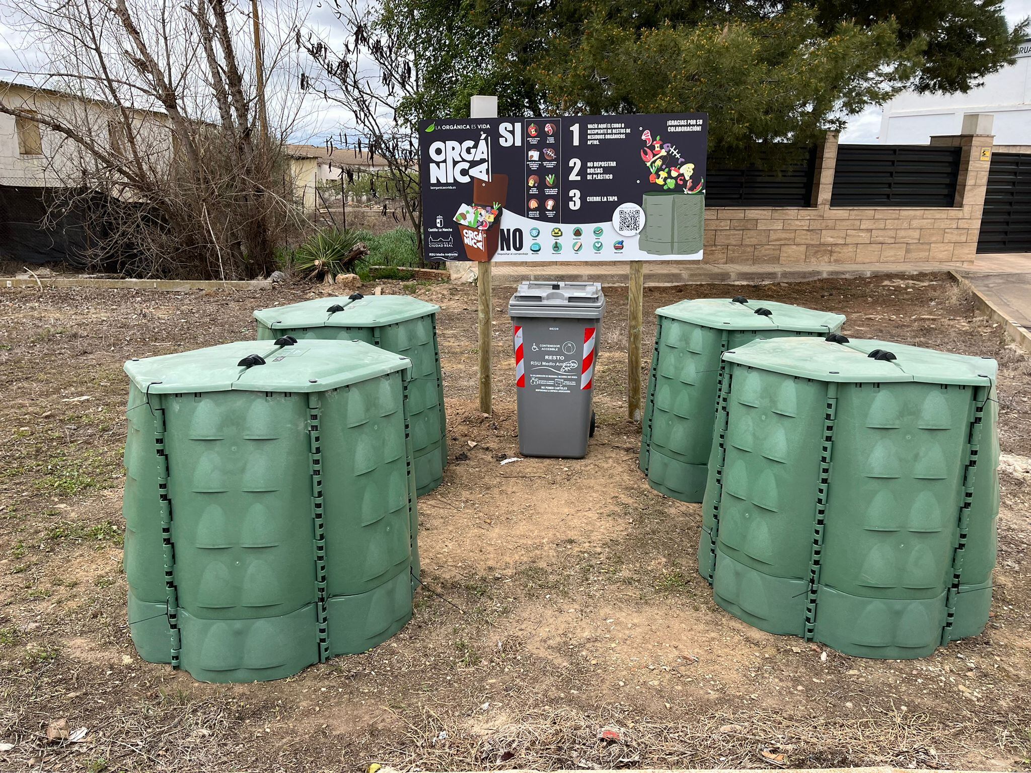 Imagen de una de las zonas de compostaje, instaladas en Santa Cruz de Mudela (Ciudad Real)