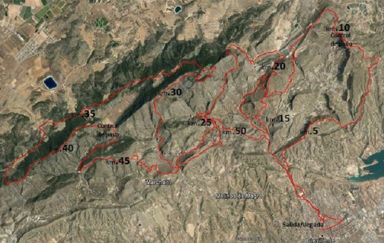 Ruta del Campeonato provincial de ultradistancia de carreras por montaña