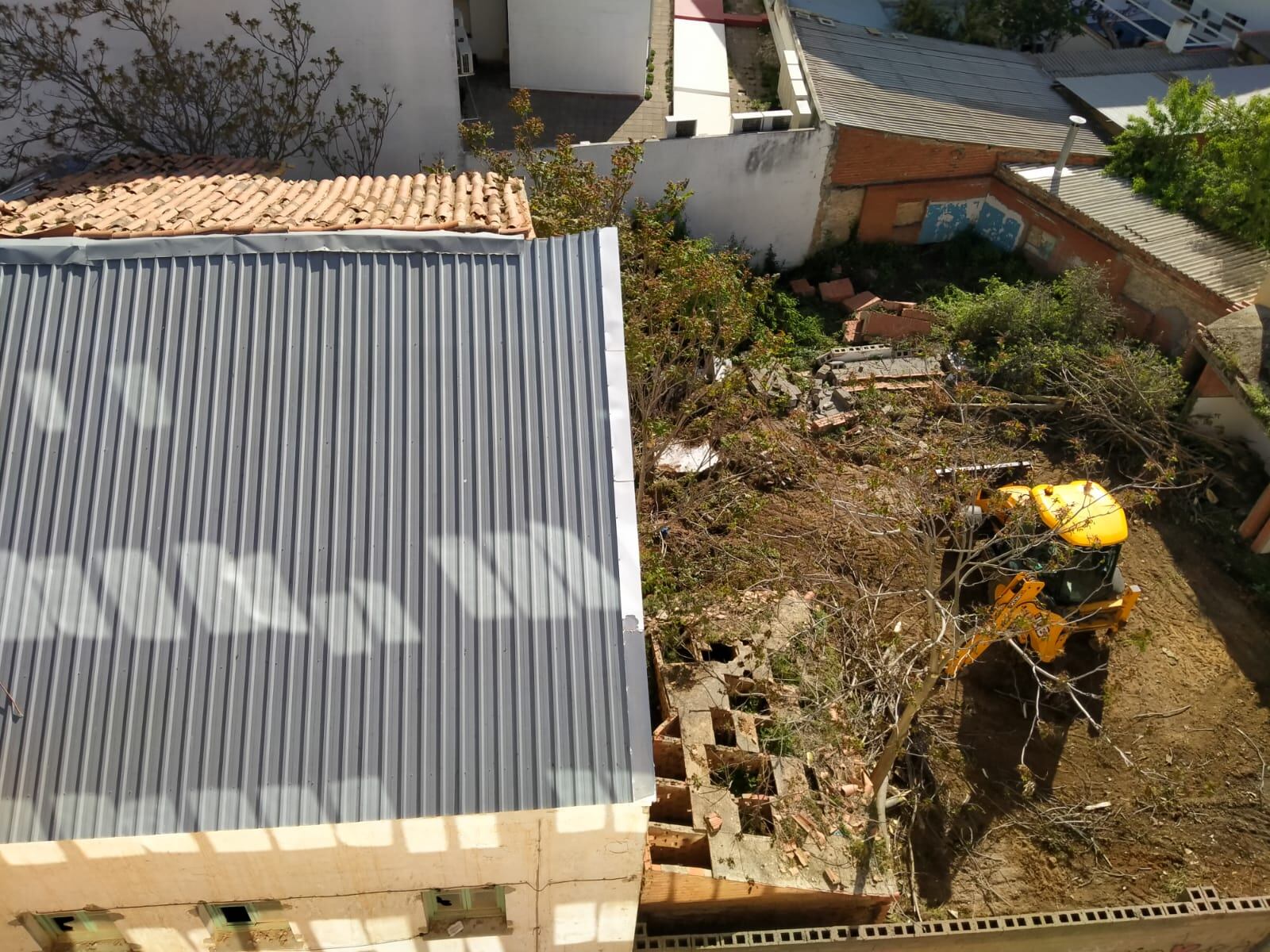 Vista aérea del solar del antiguo edificio de sindicatos de Tarancón