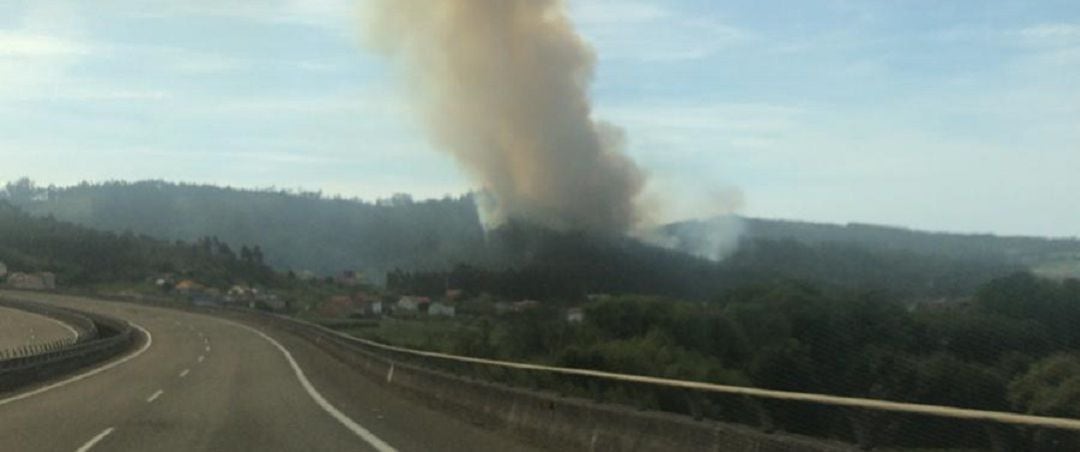 Incendio forestal en Loureda