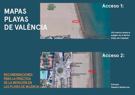La Fundación Deportiva Municipal de València ha establecido dos accesos a las playas de la ciudad para practicar deporte marítimo.