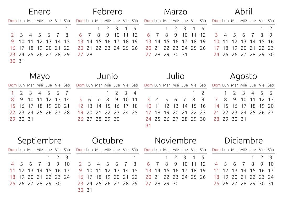 Calendario de 2022