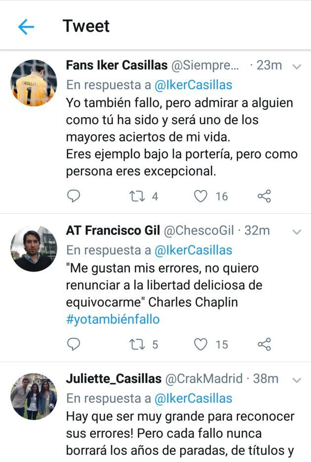 Comentarios a la nueva publicación de Casillas
