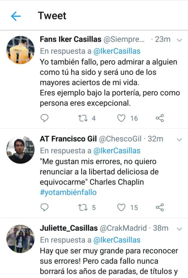Comentarios a la nueva publicación de Casillas