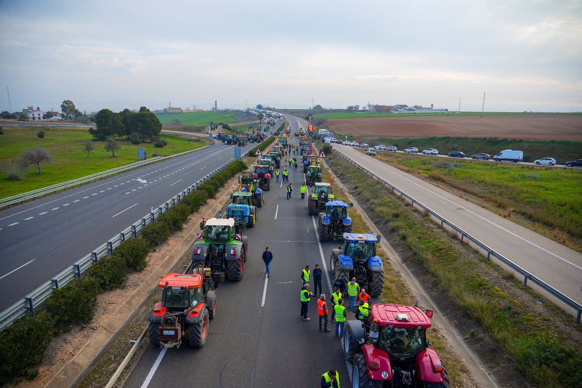 Tractores protestando en Sevilla