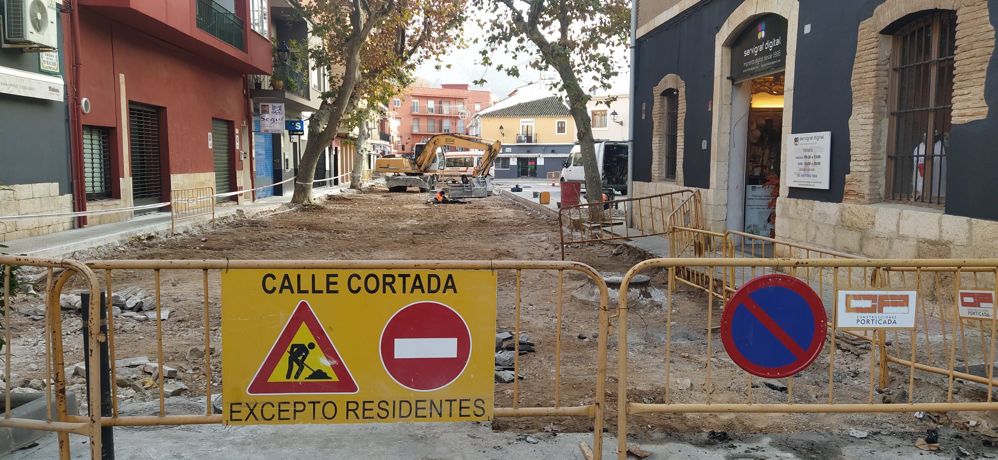 Imagen de archivo del inicio de las obras de la plaza Oeste, en Dénia, en enero de 2023.