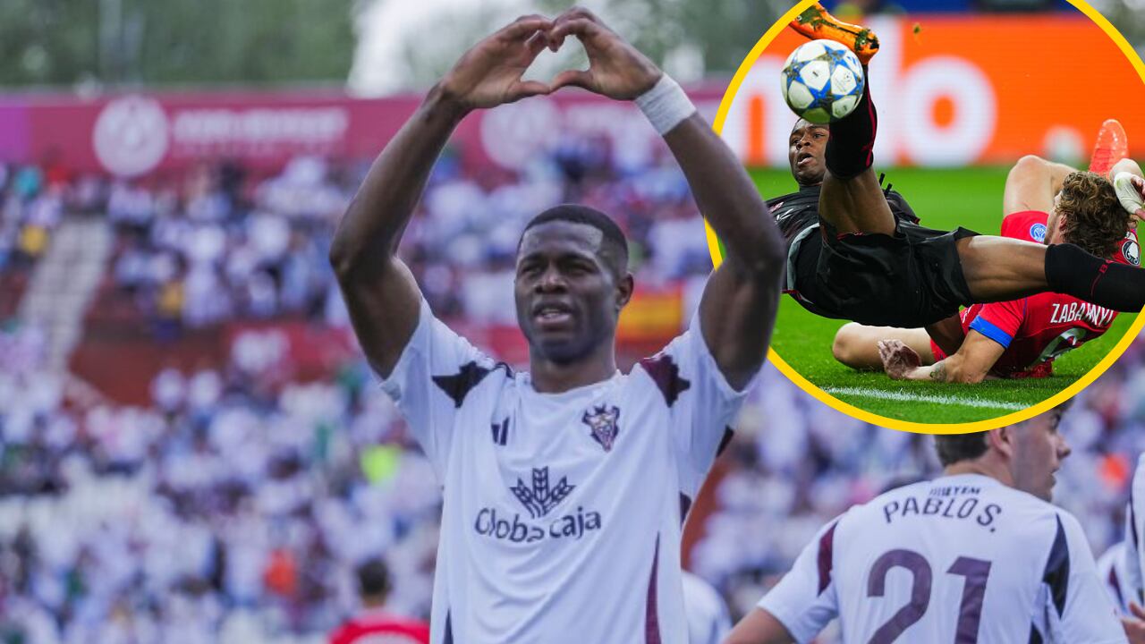 Kofane, de golear con el Albacete a hacerlo en Champions con el Leverkusen (Montaje: Getty).