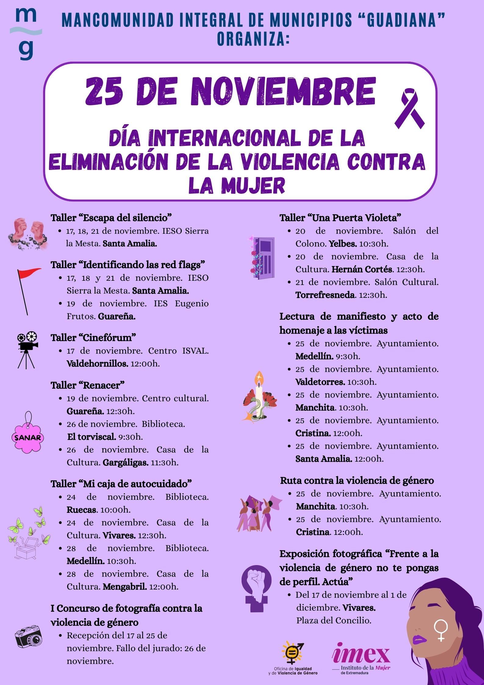 La Mancomunidad Integral de Municipios &quot;Guadiana&quot; conmemora el 25 de noviembre con un amplio programa de actividades