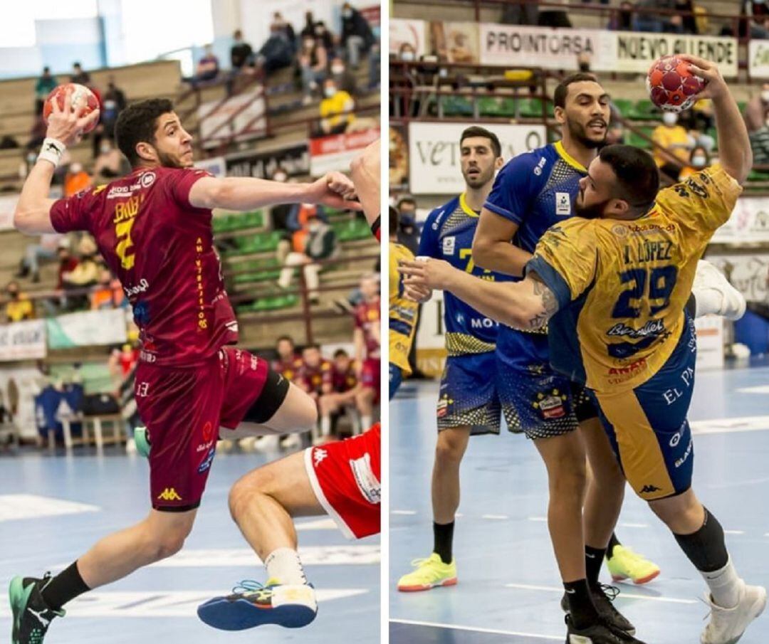 Los jugadores Guilherme Leonel (i) y Javi García (d)