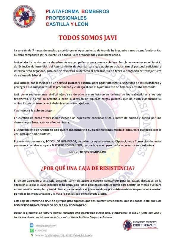 Comunicado sobre la concentración y la cuenta abierta