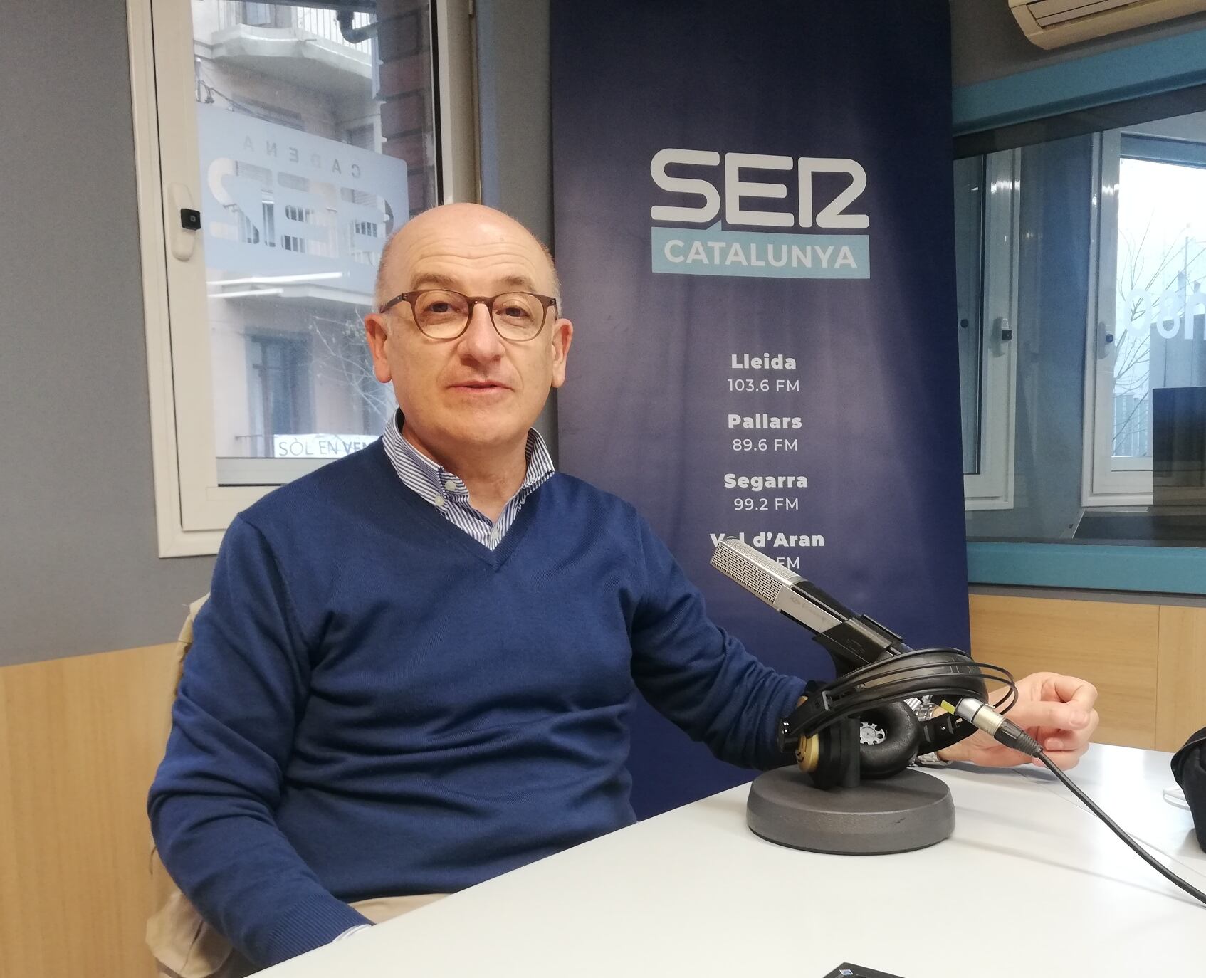 Un moment de l'entrevista a Lluís Marquès a l'Aquí Lleida de Ràdio Lleida.