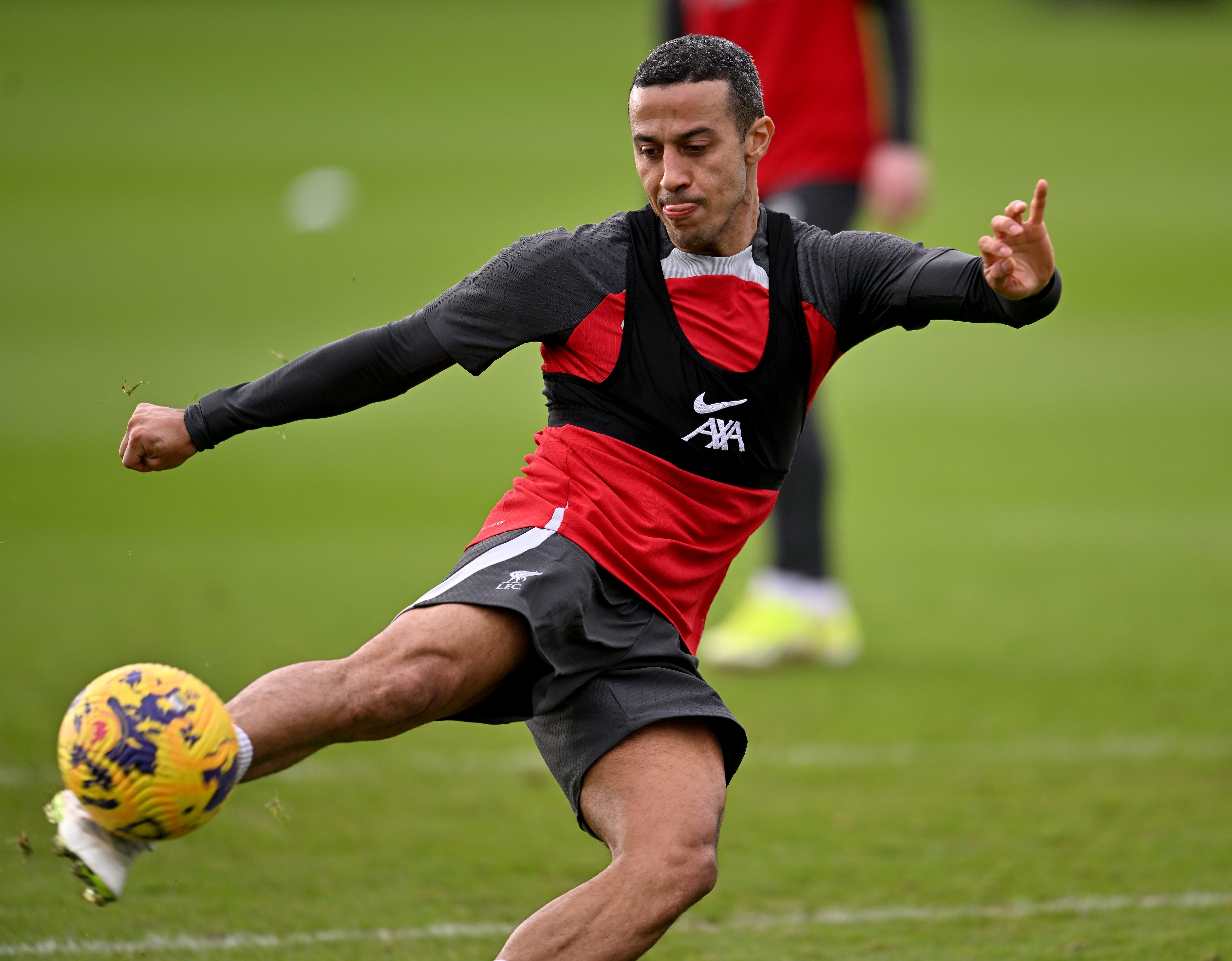 Thiago Alcántara, durante un entrenamiento con el Liverpool en esta temporada