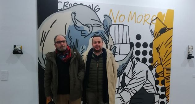 El Manchas y Jorge Monedero en la exposición.