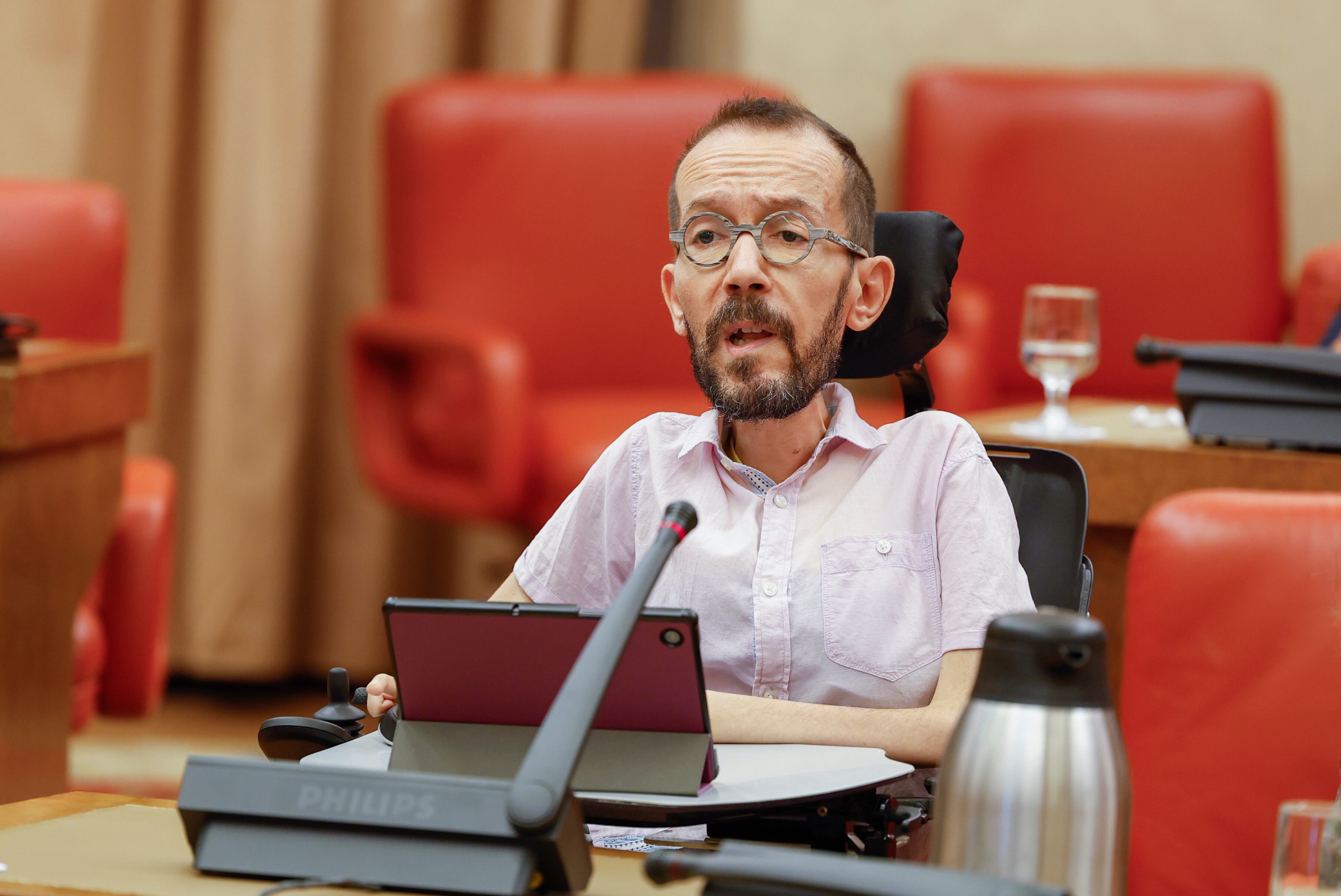 MADRID, 26/07/2023.- El exportavoz de Unidas Podemos Pablo Echenique, durante su intervención en la Diputación permanente del Congreso el 26 de julio en Madrid.