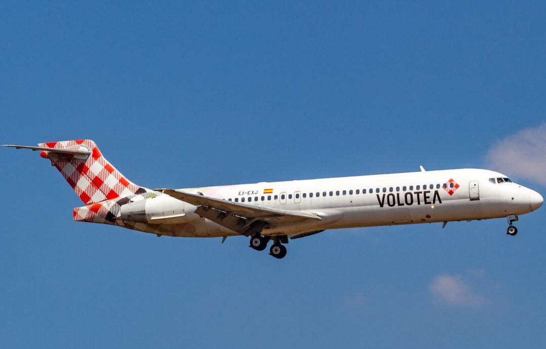 Un avión de Volotea durante un vuelo comercial. 