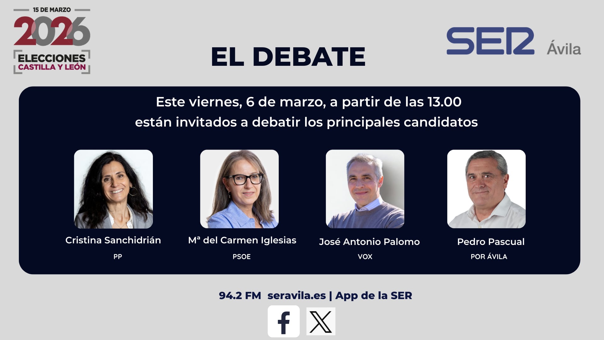 El debate será de una a dos de la tarde