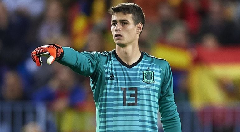 Kepa, durante un partido con la Selección