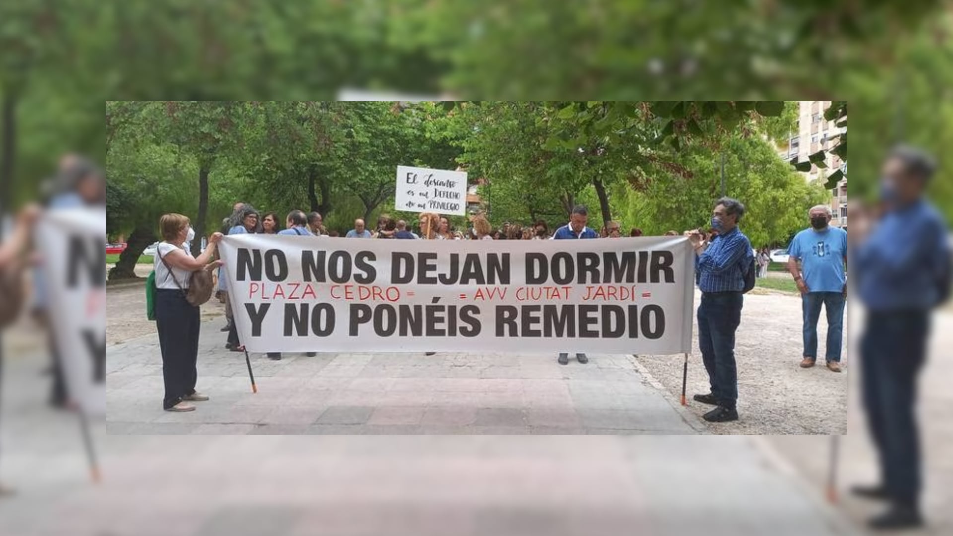 Imagen de archivo de una protesta de los vecinos por el ruido en Ciutat Jardí