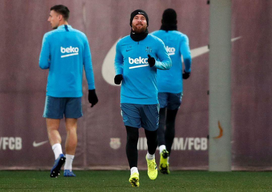 Messi, durante el entrenamiento. 