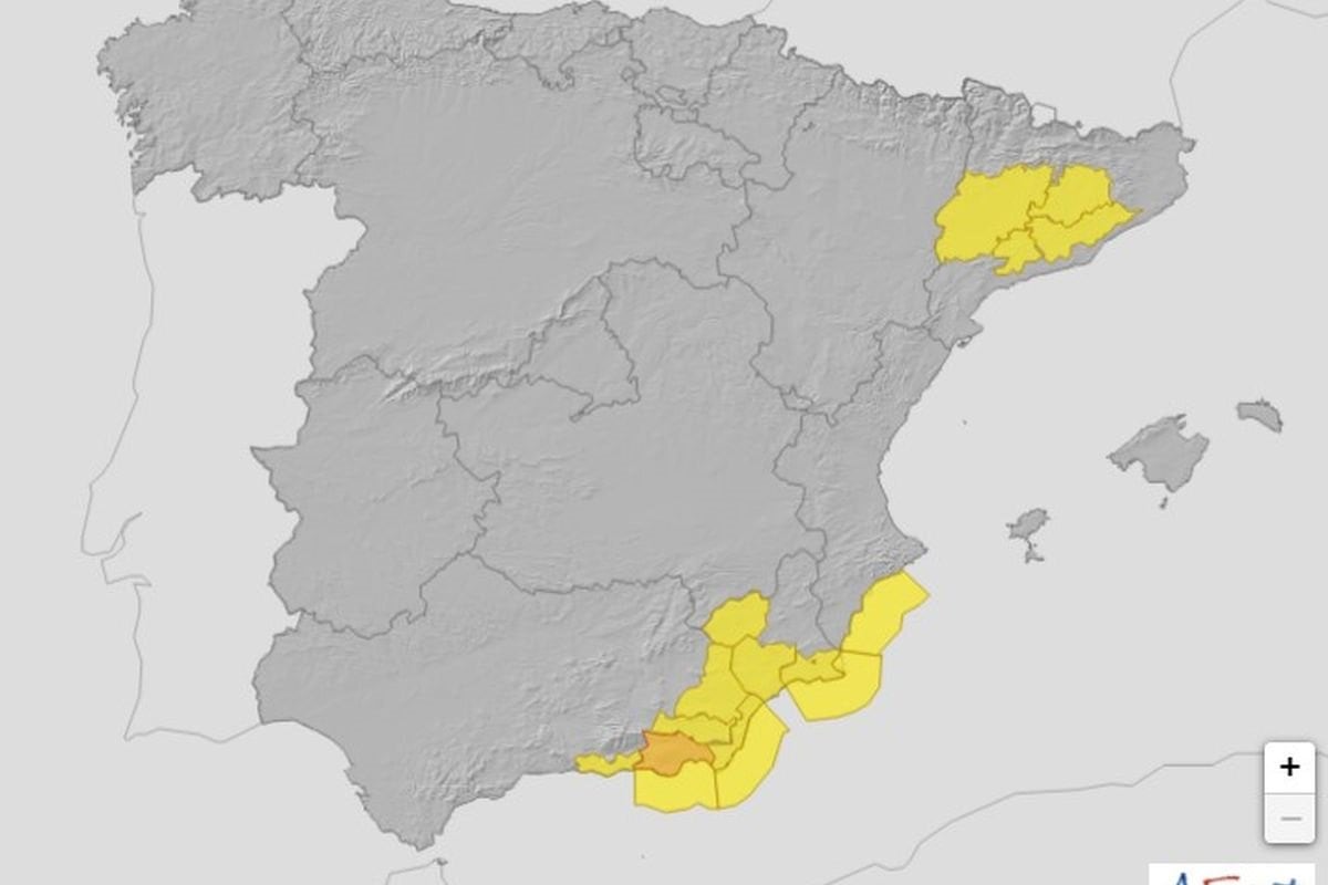 Avisos de la AEMET por lluvias para el lunes 22 de mayo.