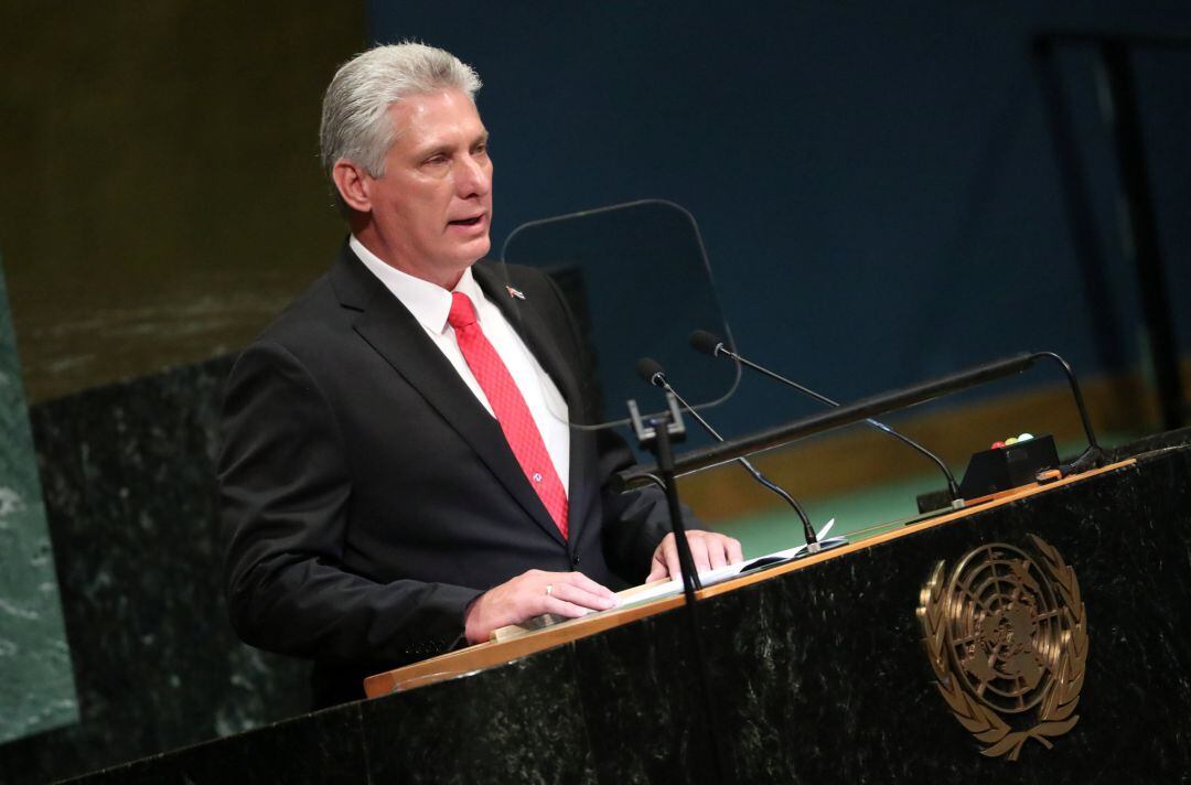 El presidente Cubano habla en congreso de Nelson Mandela durante la 73 asamblea general de la onu.