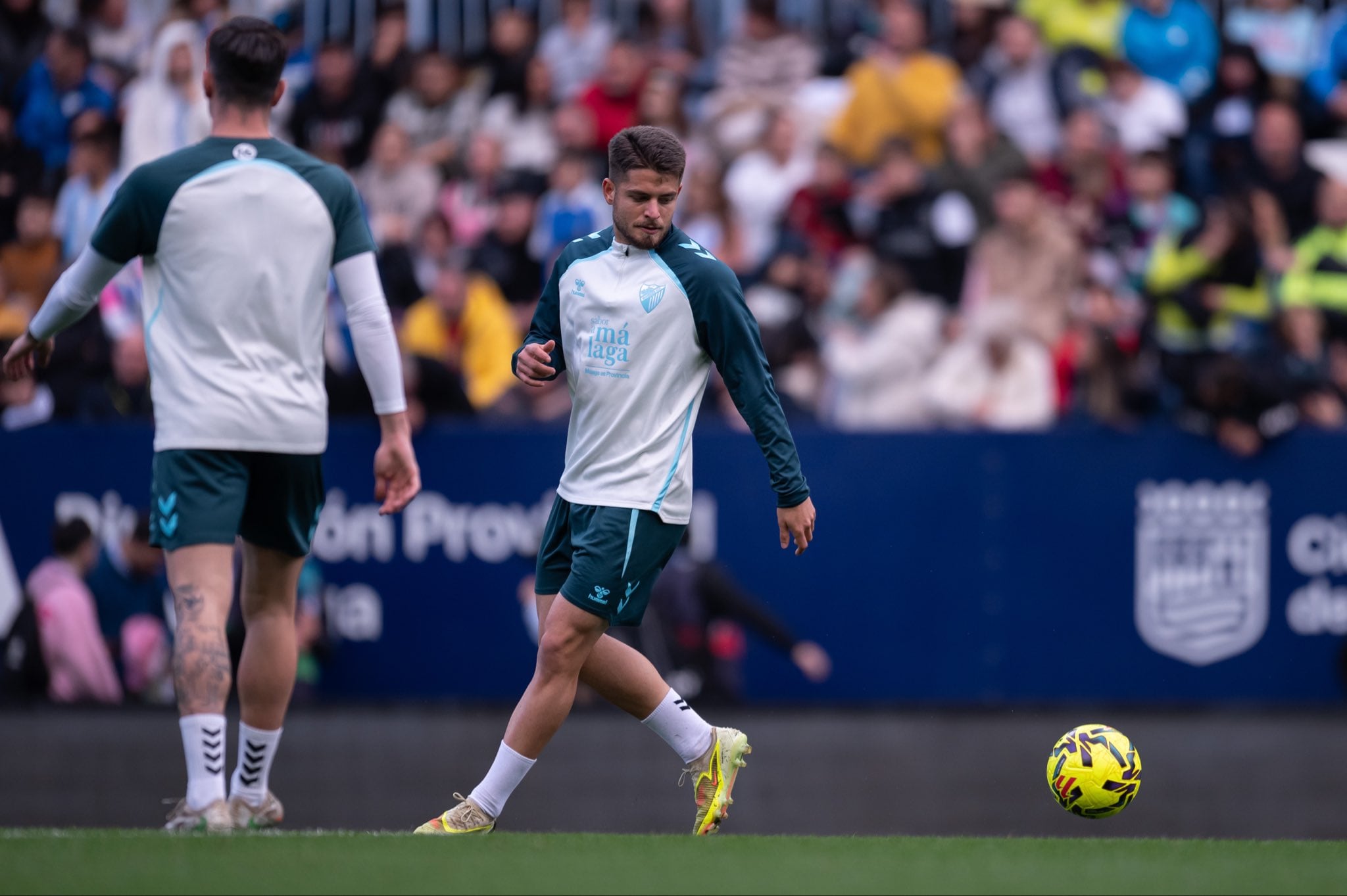Dani Lorenzo, en la sesión a puerta abierta del Málaga