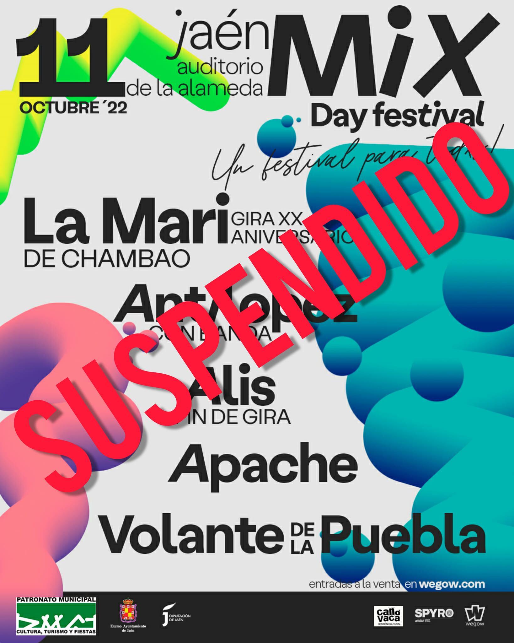 Cartel del Jaén Mix Day Festival, que ha sido suspendido por la organización