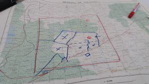 El punto donde fue encontrada Esperanza, marcado con una cruz roja en el mapa