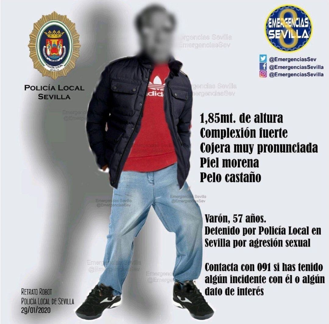 Retrato robot del detenido esta semana en Sevilla 