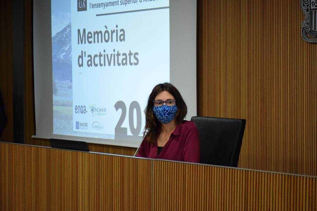 La directora de l'AQUA, Marta Fonolleda, durant la presentació de la memòria d'activitats del 2019.