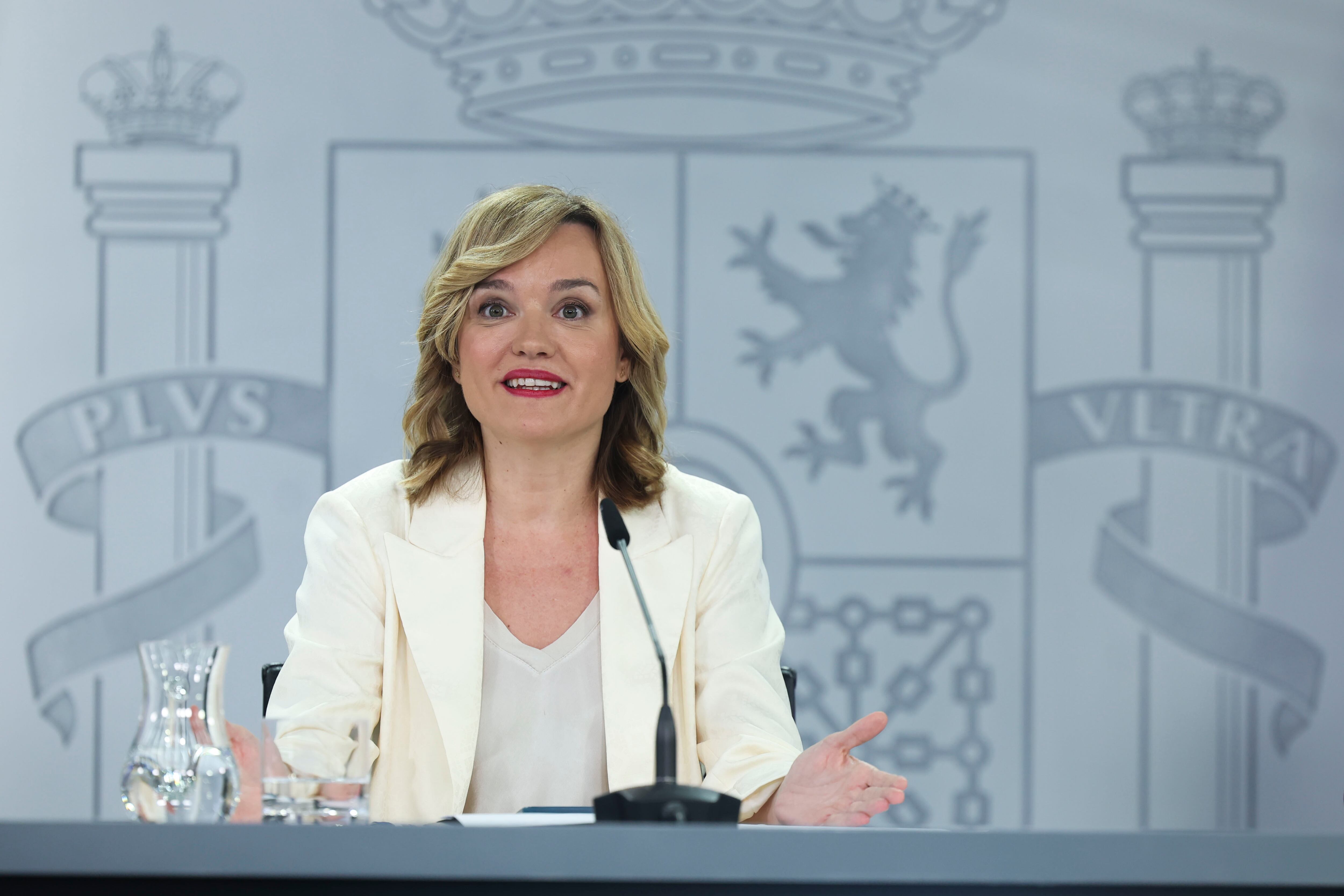 MADRID, 09/07/2024.-La ministra portavoz, Pilar Alegría, este martes durante rueda de prensa posterior el Consejo de Ministros.-EFE/ Kiko Huesca
