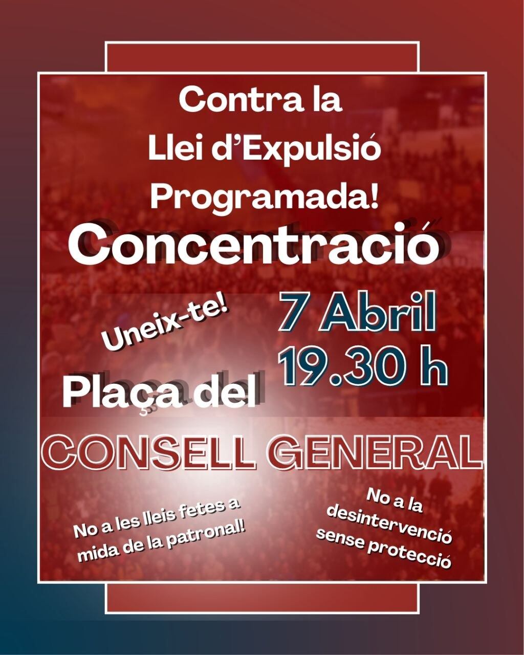 Cartell de la convocatòria de concentració contra la llei de descongelació dels lloguers