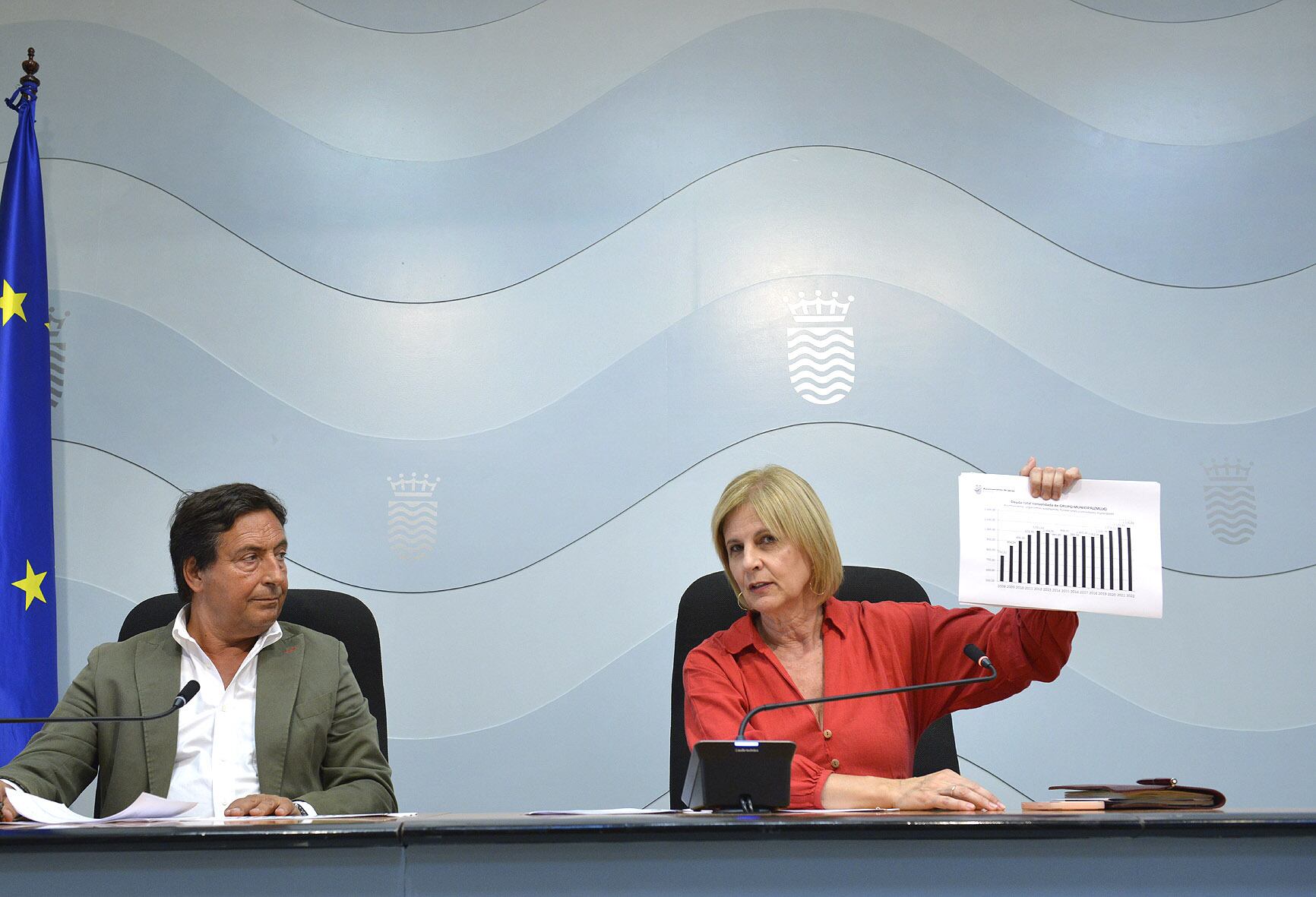 Francisco Delgado y María José García Pelayo en una rueda de prensa en una imagen de archivo
