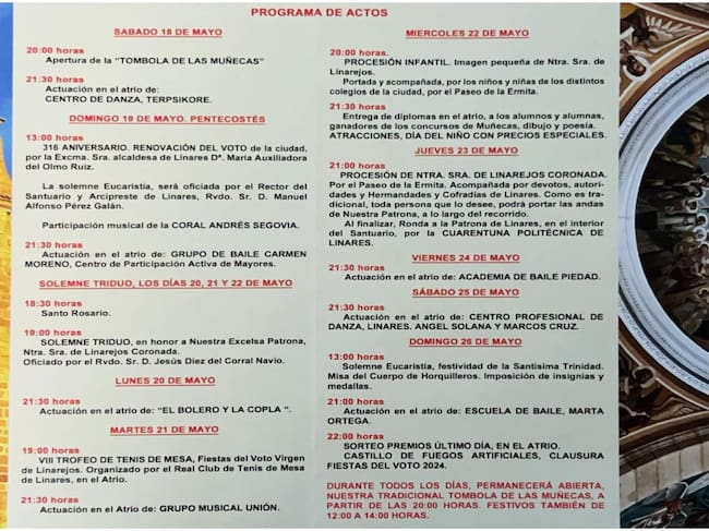 Programación Fiestas del Voto Linares 2024