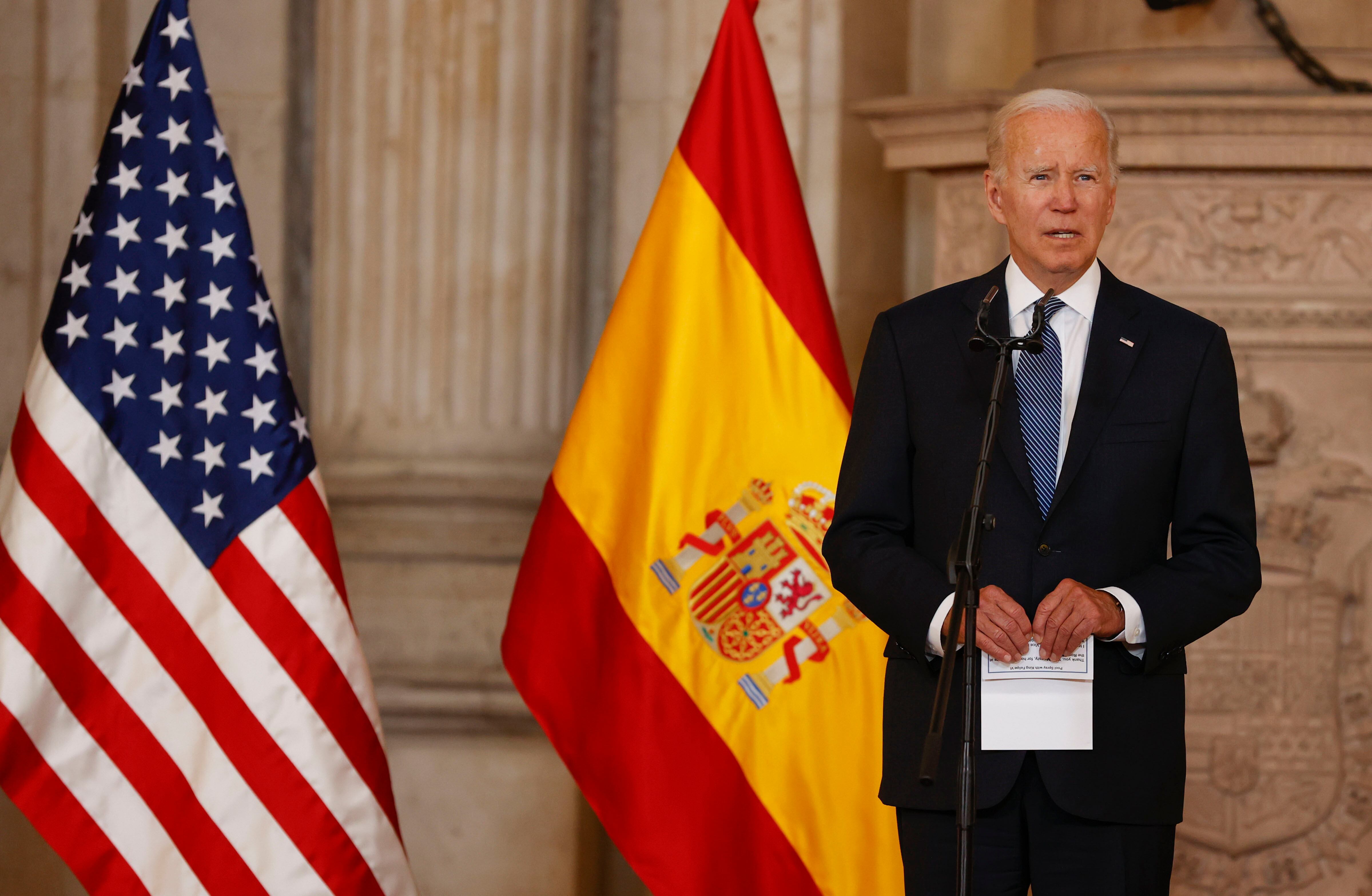 El presidente de Estados Unidos, Joe Biden este martes en el Palacio Real en Madrid, ciudad donde se celebra la cumbre de la OTAN