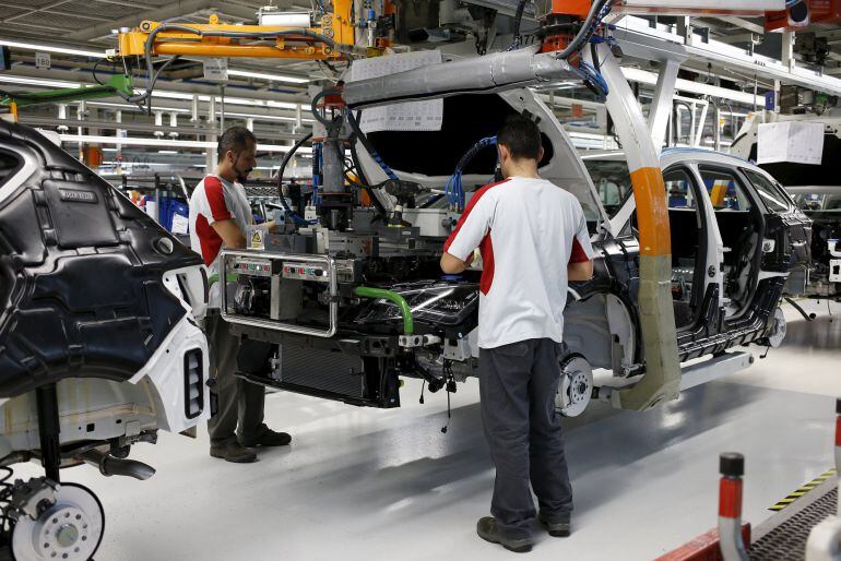 La línea de montaje del Seat León en la factoría de Martorell 