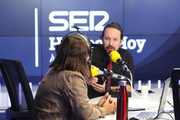 Pablo Iglesias, durante la entrevista en &#039;Hoy por Hoy&#039; con Àngels Barceló