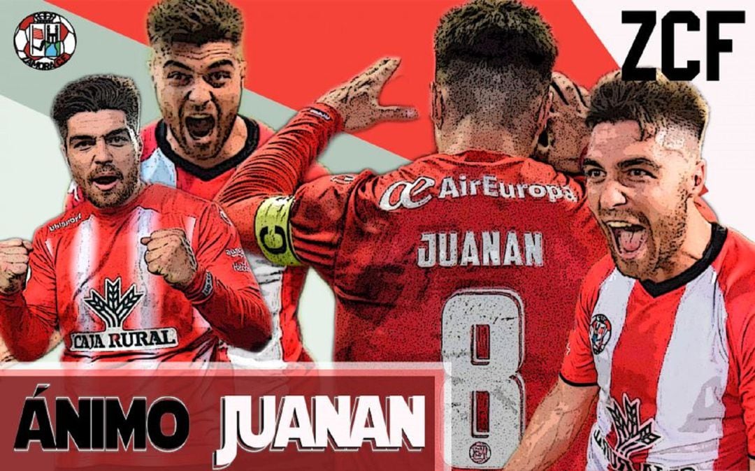 Cartel publicado por el Zamora enviando ánimo a Juanan