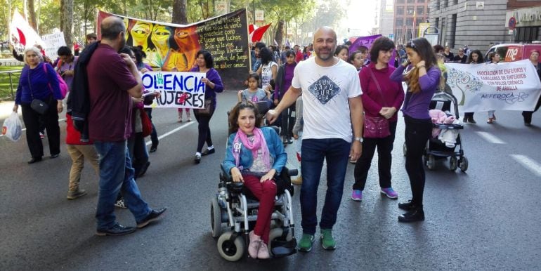 García Molina ha participado este sábado en la marcha contra la violencia machista en Madrid. 