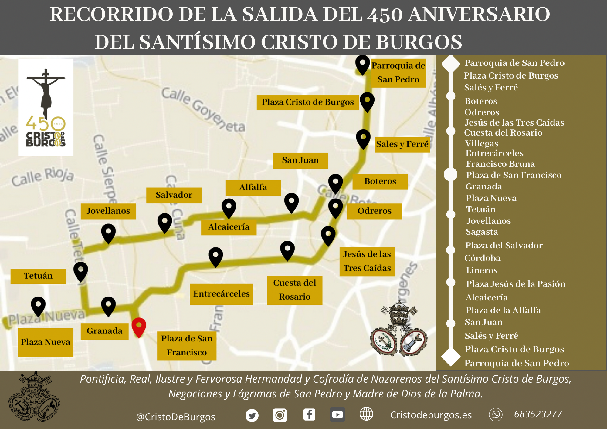 Recorrido para la salida extraordinaria del Cristo de Burgos el próximo 1 de junio