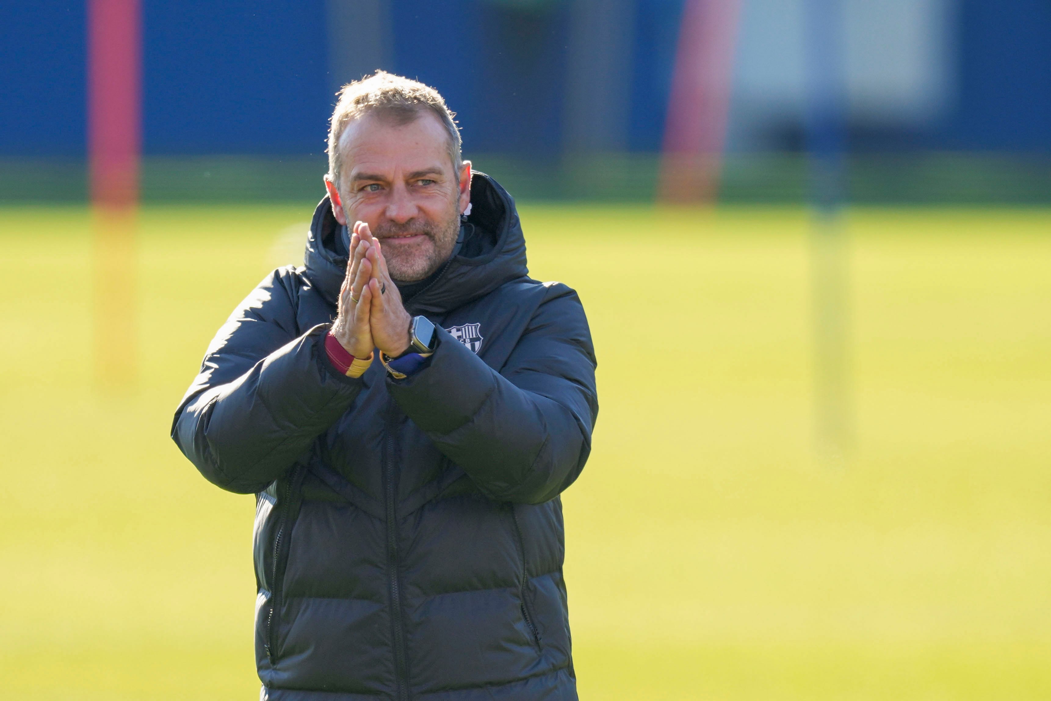 Hansi Flick, en una sesión de entrenamiento con el FC Barcelona